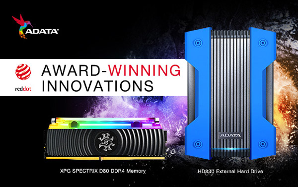 Зовнішній жорсткий диск ADATA HD830 і модуль пам'яті SPECTRIC D80 XPG отримали престижну нагороду Red Dot Design Award