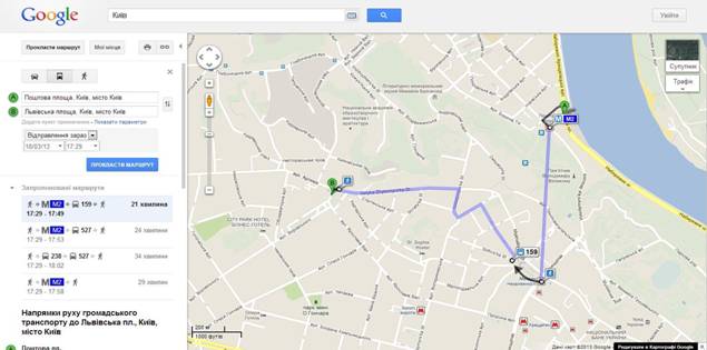 Общественный транспорт на Google Картах теперь в Украине