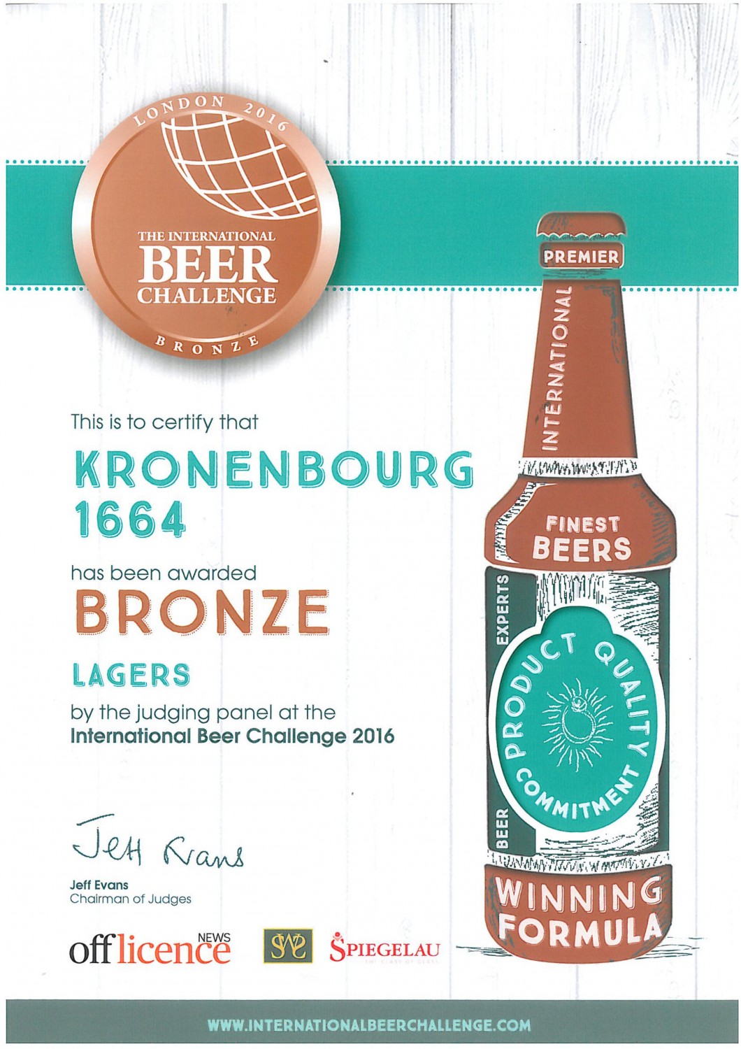 Пиво Kronenbourg 1664 признано одним из лучших на International Beer Challenge 2016 в Лондоне