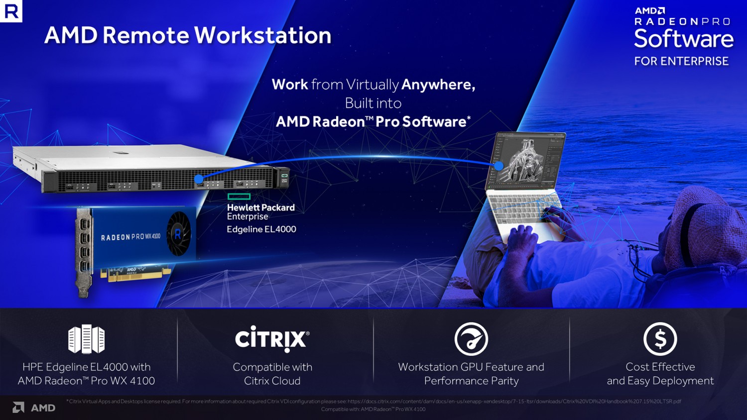 AMD Remote Workstation стали доступны на HPE Edgeline EL4000 Engineering Workstation с видеокартой Radeon Pro WX 4100